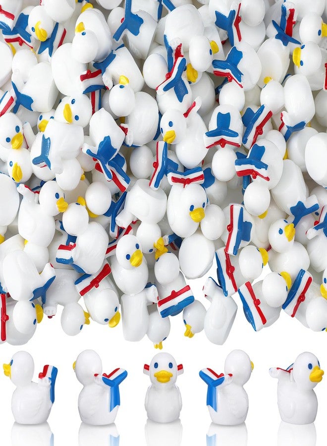 DoubleFill مجموعة دبل فيل المكونة من 100 قطعة من بطات البحارة الصغيرة المصنوعة من الراتنج، مثالية للاختباء، متوفرة باللونين الأبيض والأزرق، وهي عبارة عن مجسمات مصغرة صغيرة الحجم، مناسبة كهدايا لحفلات السفن البحرية أو كحشو جوارب الهدايا. - Image 1